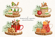 Christmas drinks. Watercolor set, a Food Illustration by JuliaBadeeva (Thumbnail 2 of 8)