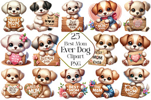 Watercolor Best Mom Ever Dog Clipart, an Illustration by CraftArtStudio