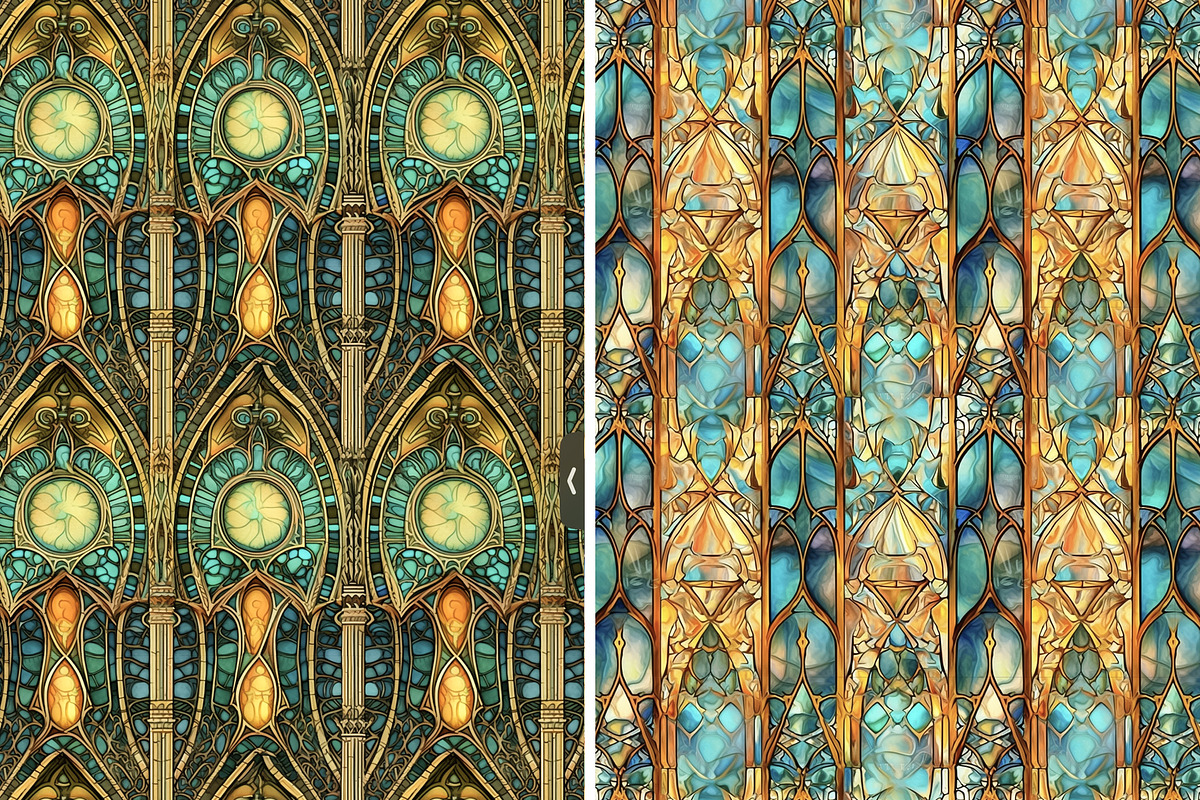 Seamless patterns with stained glass, a Pattern Graphic by Bubert Art