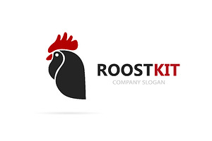 Vector Of Rooster And Cock Logo Combination. Chinese And Cockerel Design Element For New Year Cards