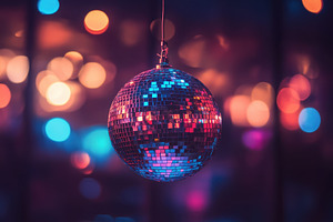 Colorful disco ball reflects light i, a Photo by Iftikhar Alam