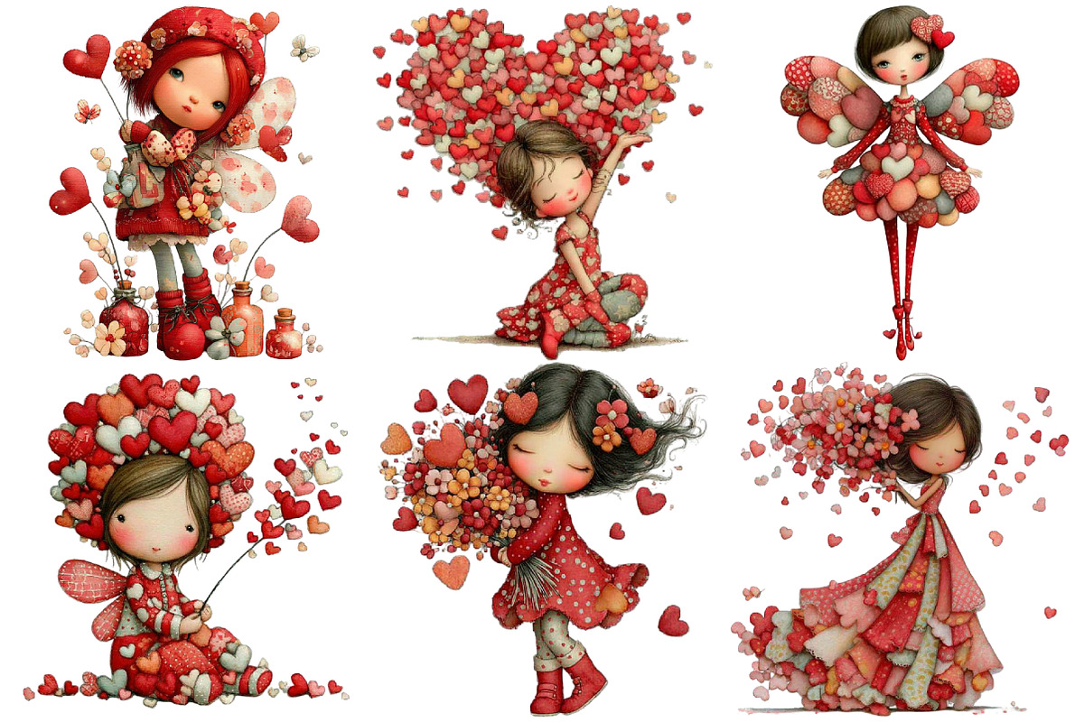 Valentine Fairy Clipart Bundle, an Illustration by Pixels.Craft (Photo 4 of 5)
