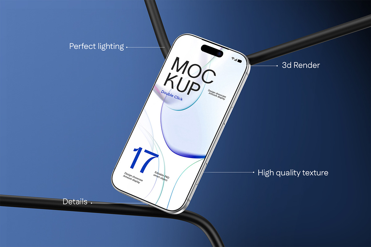 Modern iPhone 17 Pro Mockup, an iPhone Mockup by RamStudio2