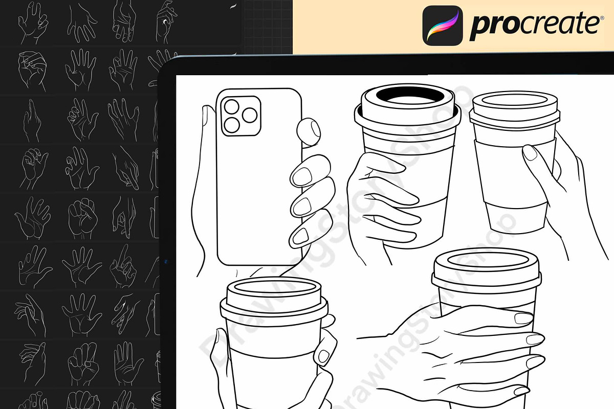 50 Procreate hand stamps brushes, a Brush Add-On by DrawingStoryShop