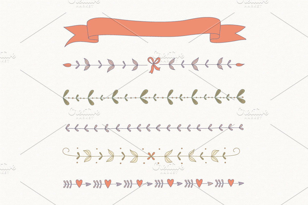 Floral borders set, a Decorative Illustration by Blue Ink Studio (Photo 2 of 3)