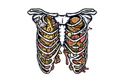 lots of food in the rib cage, a Food Illustration by gunaonedesign (Thumbnail 1 of 4)