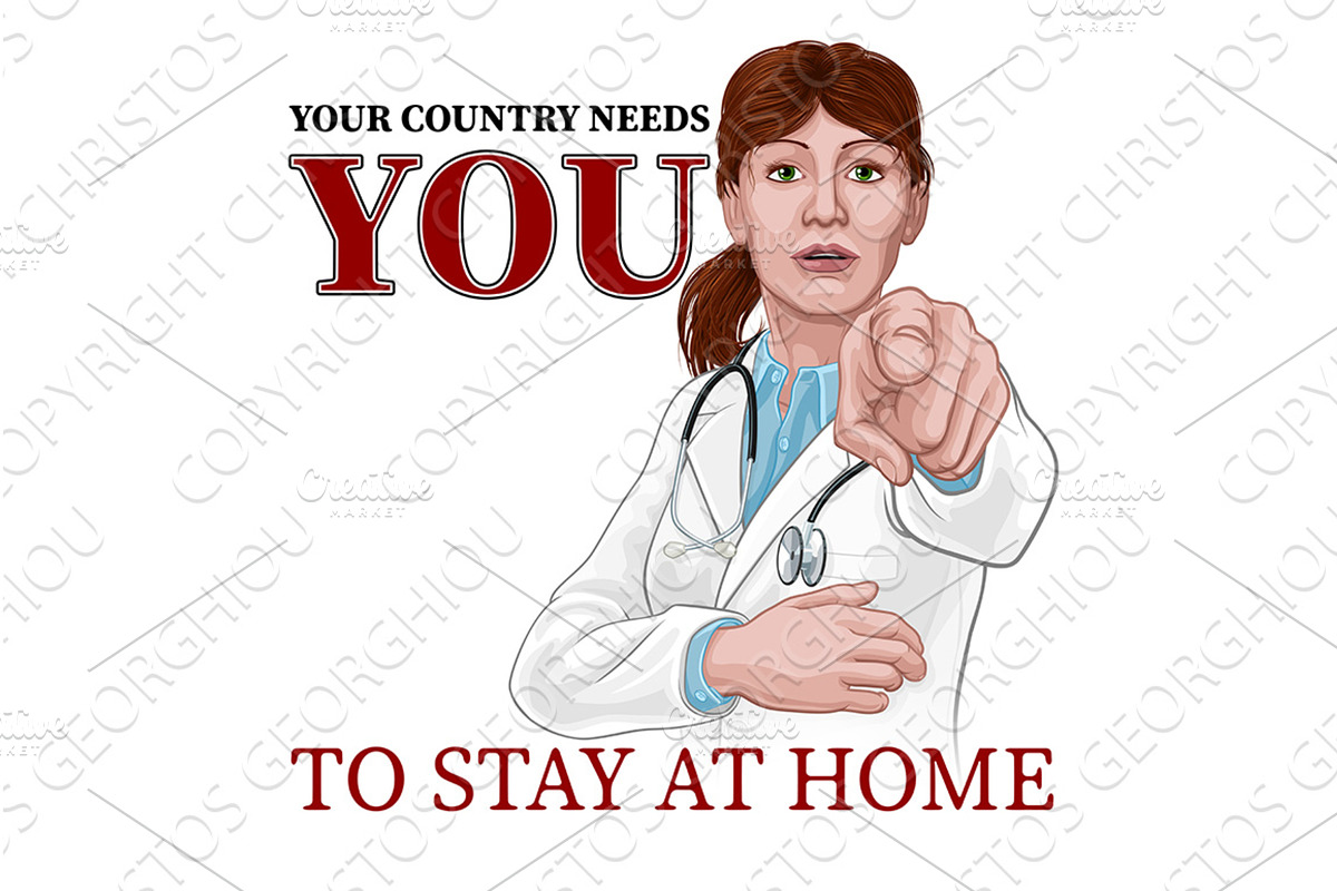 Doctor Woman Needs You Stay Home, an Illustration by Christos Georghiou