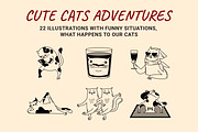 22 Funny cats vector illustration 1, an Animal Illustration by Yanakicc (Thumbnail 2 of 10)