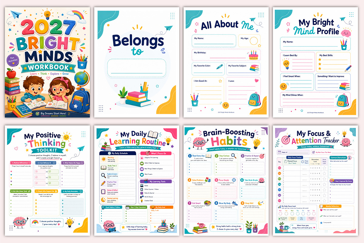 2027 Bright Minds Workbook, a Stationery Template by Shumaya (Photo 2 of 6)