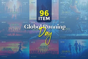 Global Running Day template bundle, a Social Media Template by gstudiovect21