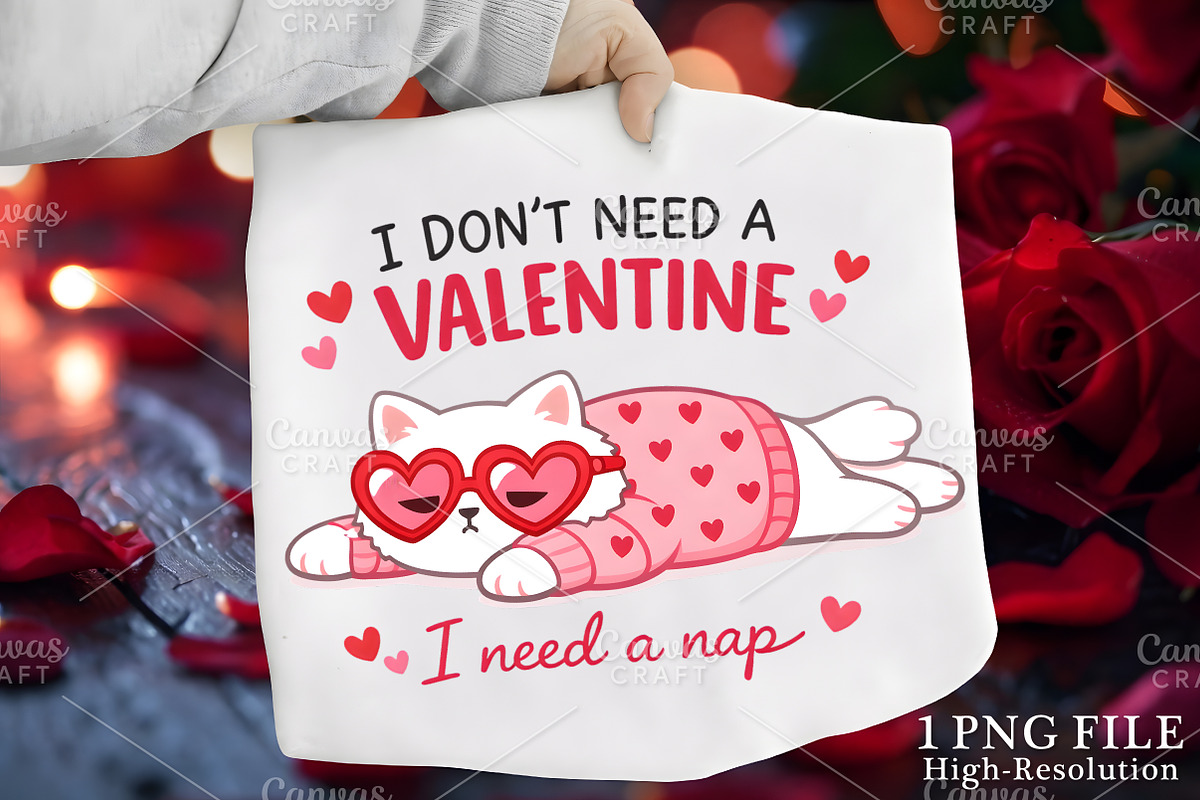 Anti Funny Valentine's Day Lazy Cat, an Illustration by Canvas Craft (Photo 1 of 6)