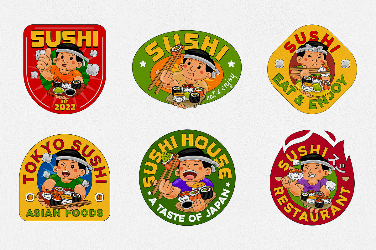 Sushi Restaurant Logo Template, a Branding & Logo Template by MEDZ (Photo 2 of 2)