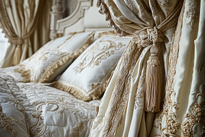 Opulent Baroque interiors with gilded four-poster beds, floral d, an Architecture Photo by Studio ANNA