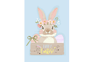 Happy Easter Greeting Card with Cute, an Object Illustration by Maria Starus