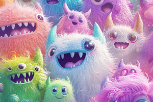 Illustration of funny cartoon monsters. Halloween holiday, an Abstract Photo by AlyaAnd