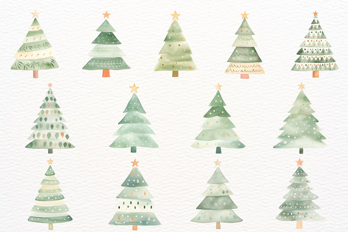 Watercolor Christmas Tree Winter PNG, a Seasonal Illustration by SugarCloudStudioArt (Photo 4 of 4)