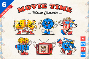 Movie Time, Retro Mascot Characters, a Technology Illustration by Kevyn Creative