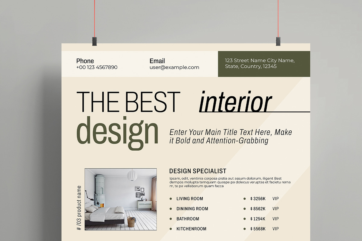 Interior Design Flyer Template | Creative Market