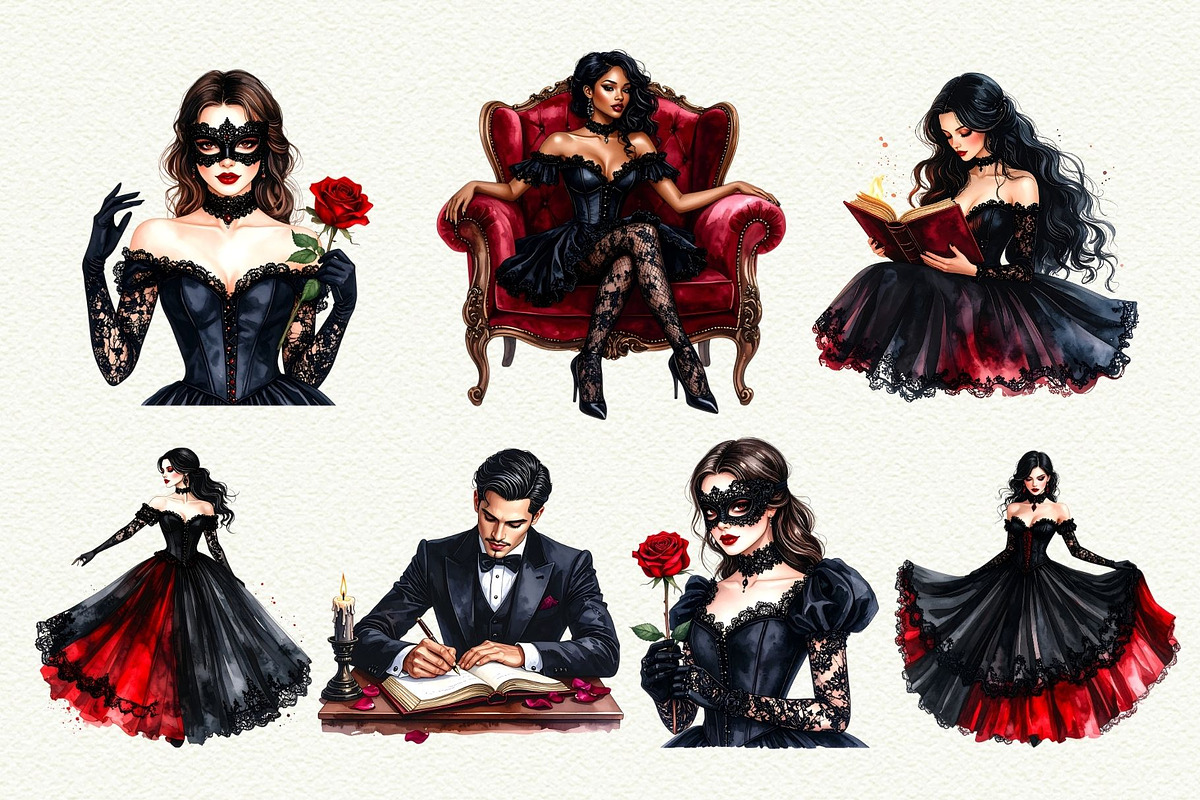 Dark Romance Clipart, an Object Graphic by Anna Design Studio (Photo 4 of 9)