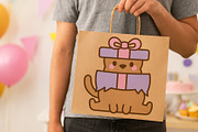 Cat Gift Box Clipart Set, an Animal Illustration by Palau (Thumbnail 5 of 10)