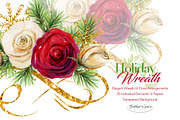 Watercolor Flowers-Christmas Wreath, an Illustration by Feather Grace Designs (Thumbnail 6 of 6)