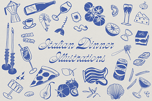 Italian Dinner Illustrations