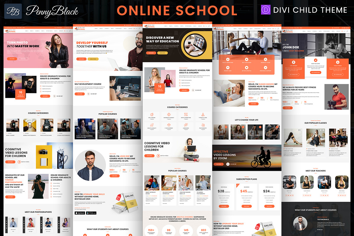 Online School - Divi Child Theme, a WordPress Template by Pennyblack Templates