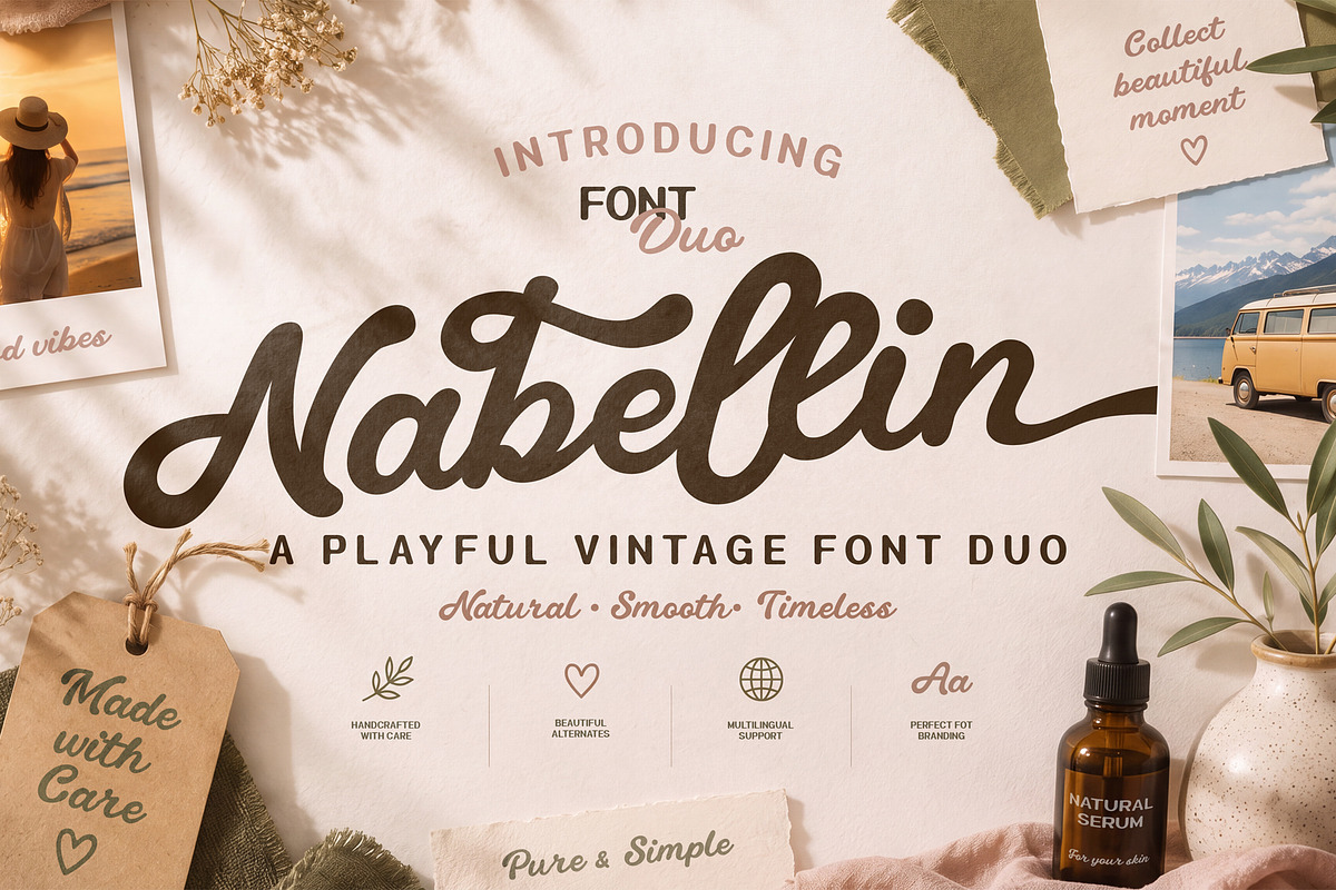 Nabellin – Playful Vintage Font Duo, a Handwritten Font by Nollev (Photo 1 of 13)