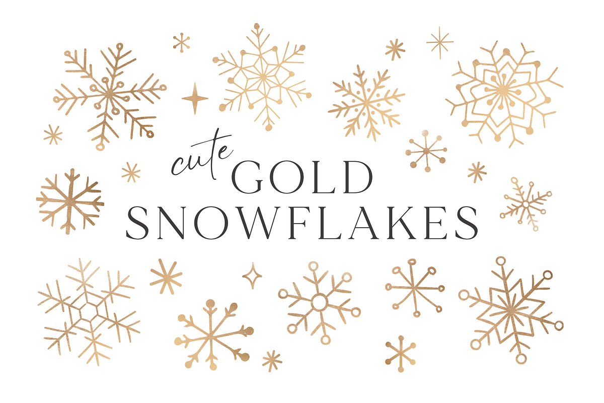 Christmas Gold Snowflake Clipart, a Seasonal Illustration by Lucie Sindelkova (Photo 2 of 6)
