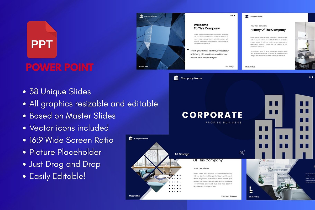 Corporate  Business PowerPoint, a Presentation Template by Rizki Herdian (Photo 1 of 6)