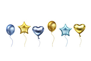 Metallic 3d balloon set, an Object Illustration by art PVP - market