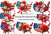 4th of July Floral USA State Map, an Illustration by Designworld (Thumbnail 1 of 4)
