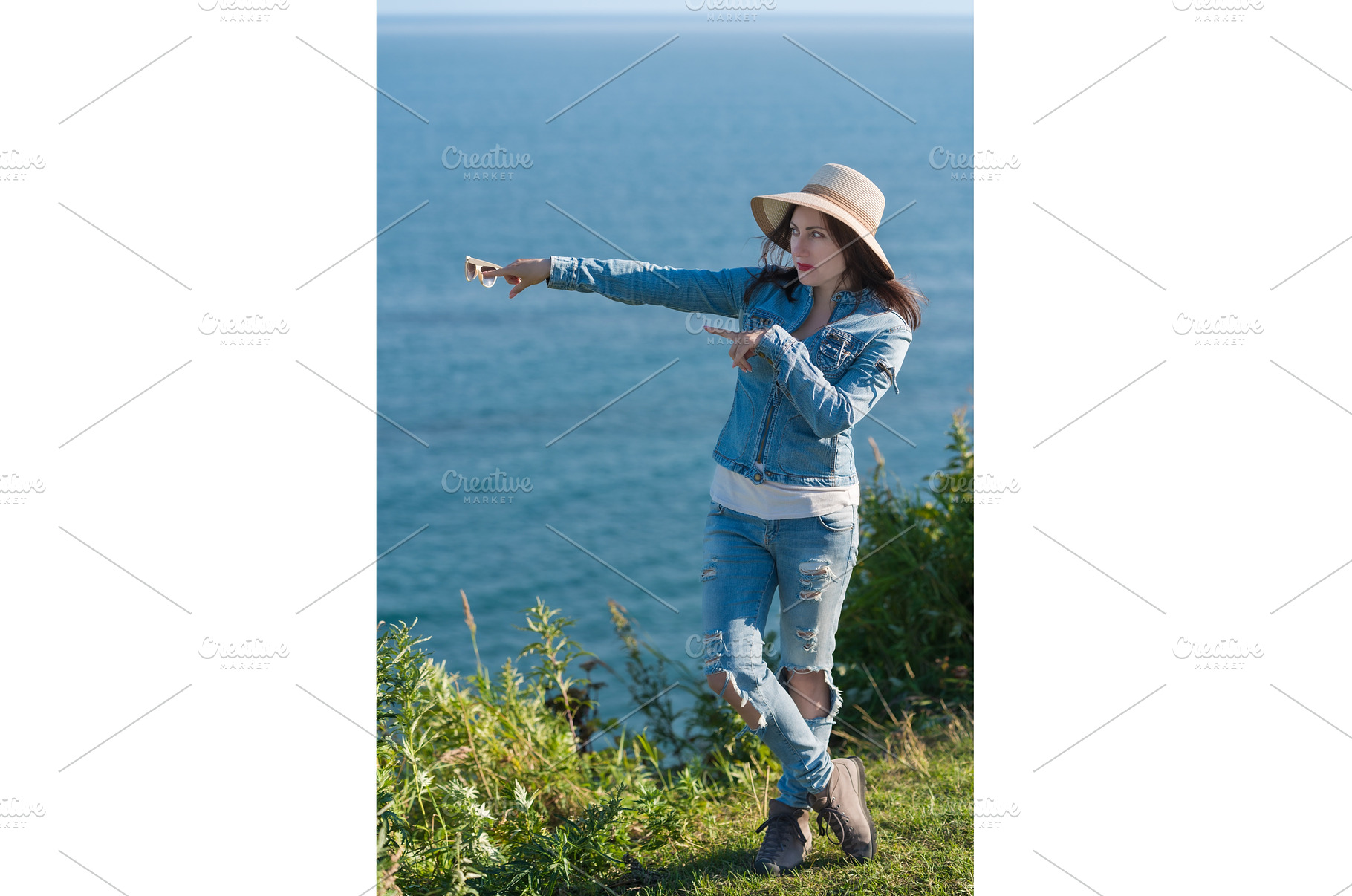 Woman in hat, denim jacket and jeans, a Person Photo by Alexander-Piragis