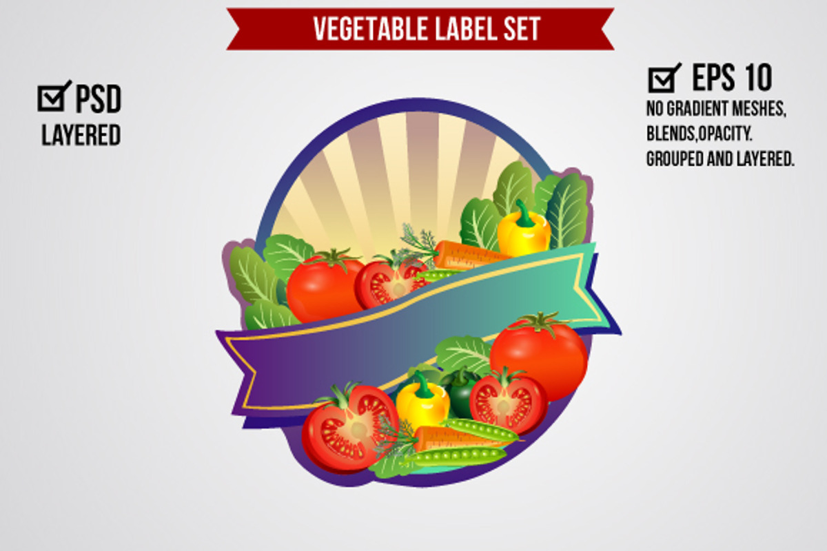 Vegetable Label Set, a Graphic by Propylparaben (Photo 5 of 6)