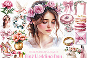 Watercolor Pink Wedding Day Clipart, an Illustration by Craft Nest (Thumbnail 1 of 6)