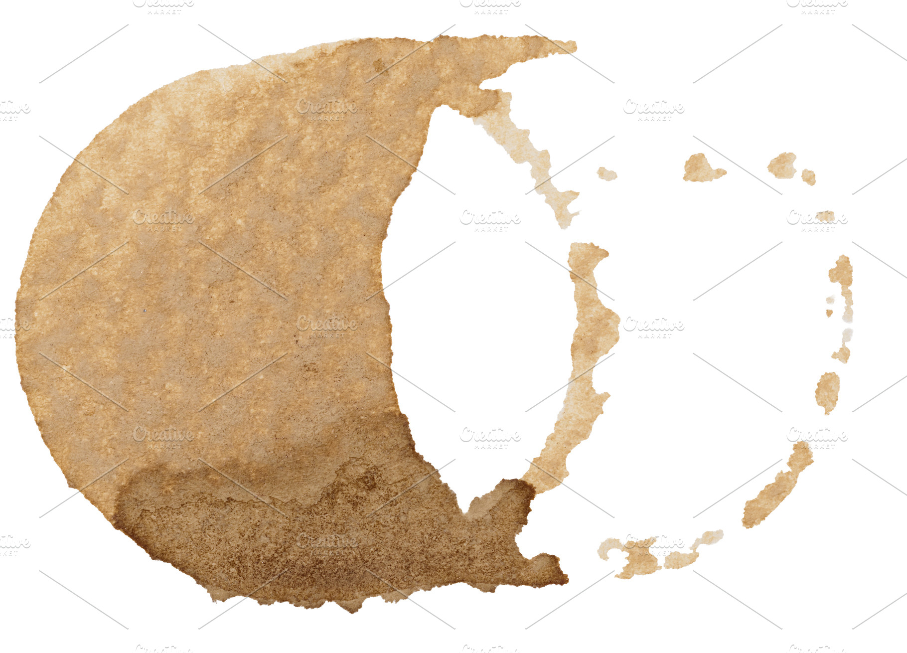 Round stain from a cup of coffee on an isolated background, top, an Abstract Photo by ndanko