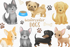 Watercolor Dogs Illustrations