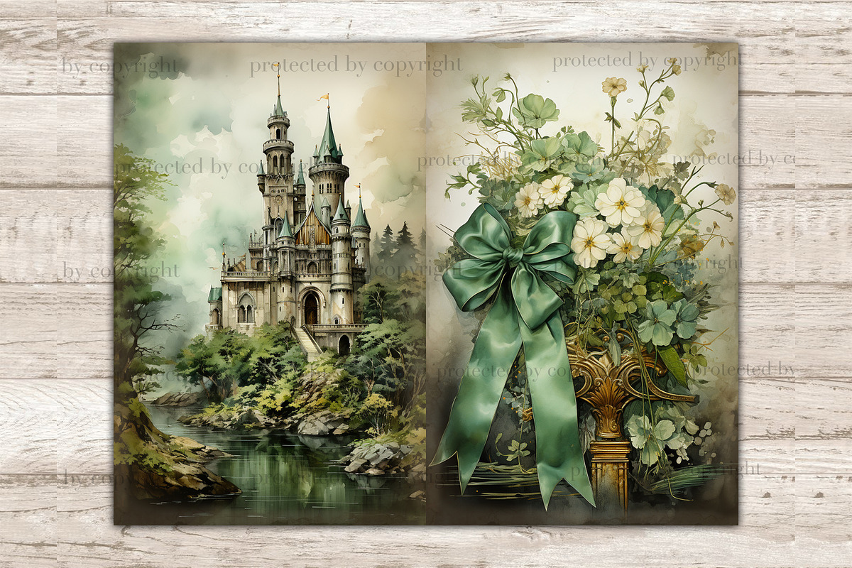 St Patricks Day Junk Journal Pages, a Seasonal Illustration by GlamArtZhanna (Photo 5 of 10)