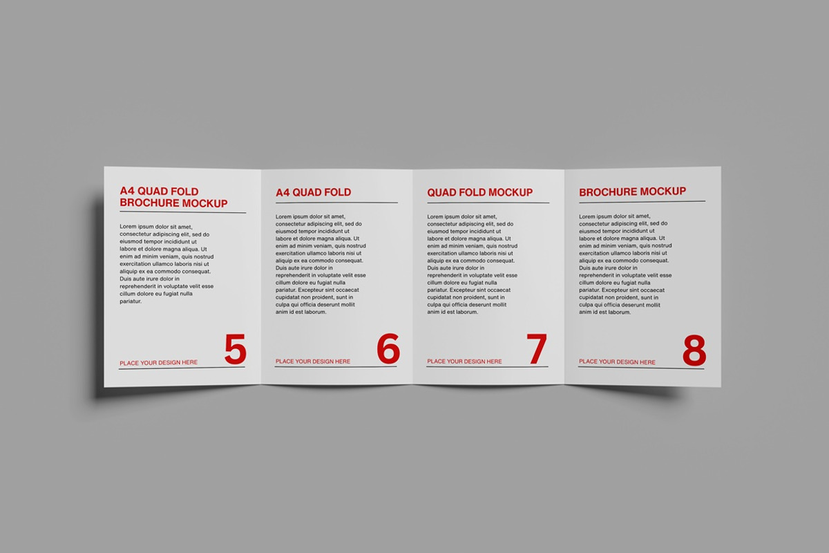 A4 Quad fold Brochure Mockup, an Advertising Mockup by AndikaGraphic (Photo 2 of 6)
