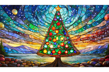 A stained-glass art piece of a