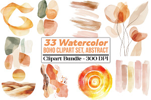 Boho Clipart Set, Abstract, an Illustration by DreamCafeArt