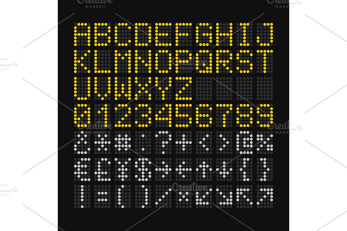 LED Digital Font on Black Background, an Illustration by in8finity