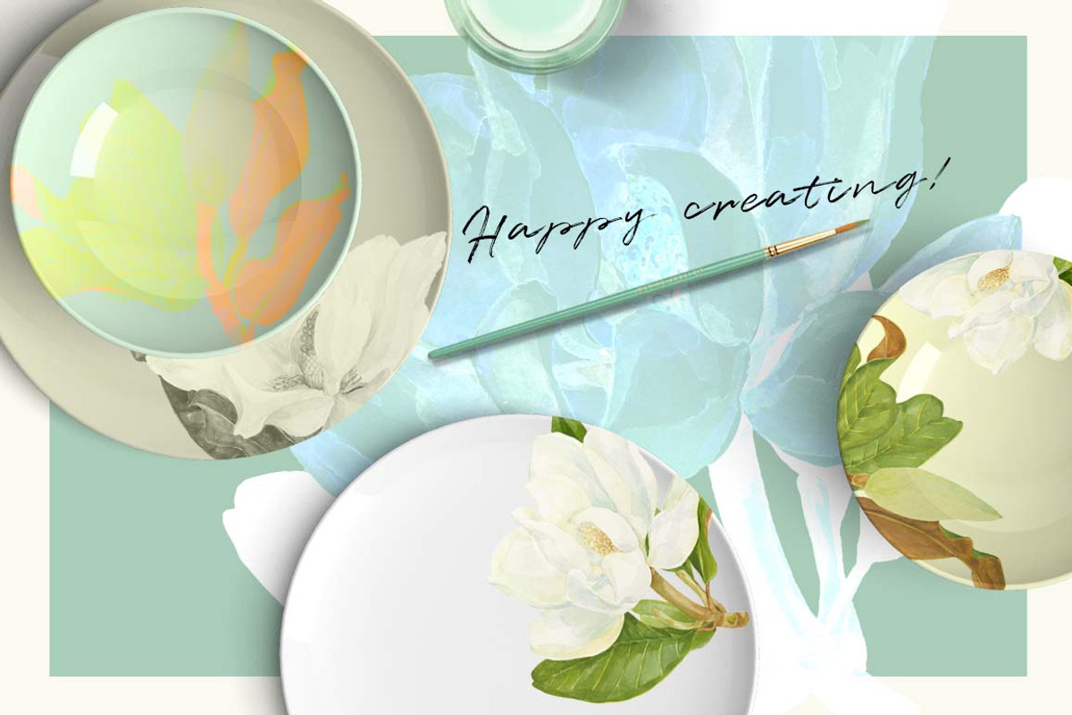 Southern MAGNOLIA-Vintage Clipart, an Illustration by watercolorwild.graphics (Photo 6 of 7)