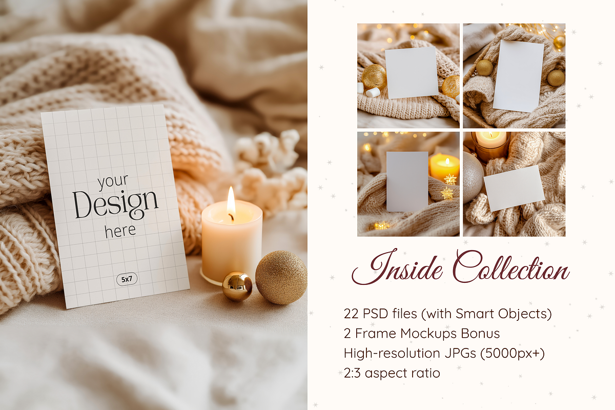 Christmas Card Mockup Bundle, a Product Mockup by Serenefeeling (Photo 2 of 14)
