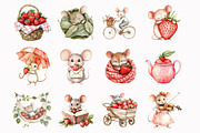 Watercolor Strawberry Mouse Clipart, an Illustration by Design Market (Thumbnail 4 of 5)