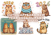 Cute Capybara New Year 2026 clipart, a Seasonal Illustration by Creative design (Thumbnail 1 of 7)