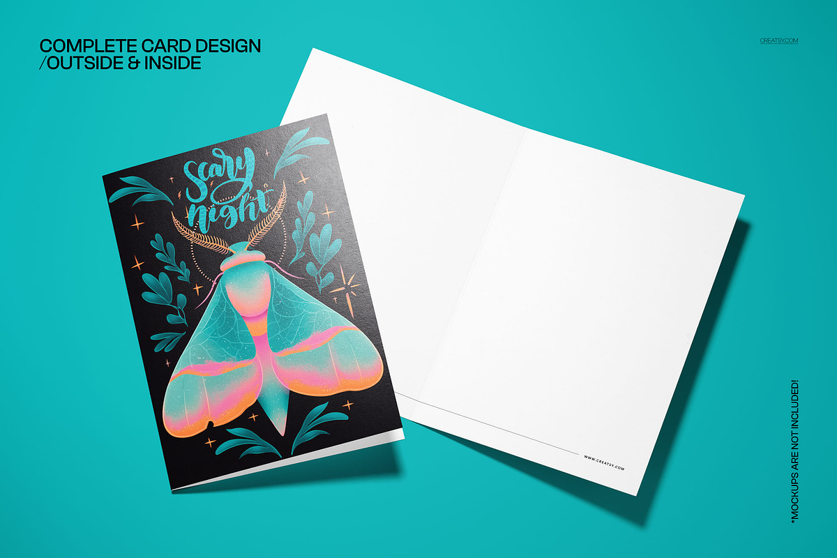 Halloween Moth 5x7 Card Template, a Card Template by creatsy5 (Photo 3 of 5)