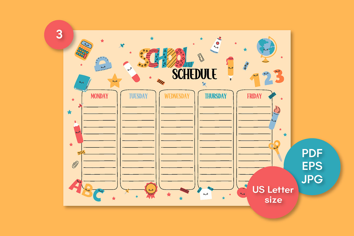 School Schedule Printable Templates, a Stationery Template by AnnaViolet_store (Photo 4 of 4)
