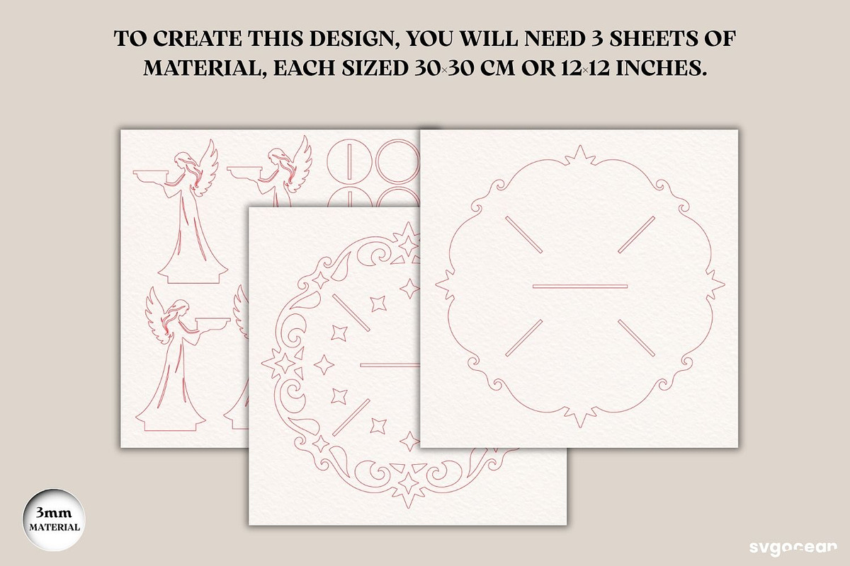 3D Nativity Angel Candle Stand SVG, a Decorative Illustration by svgocean (Photo 5 of 5)