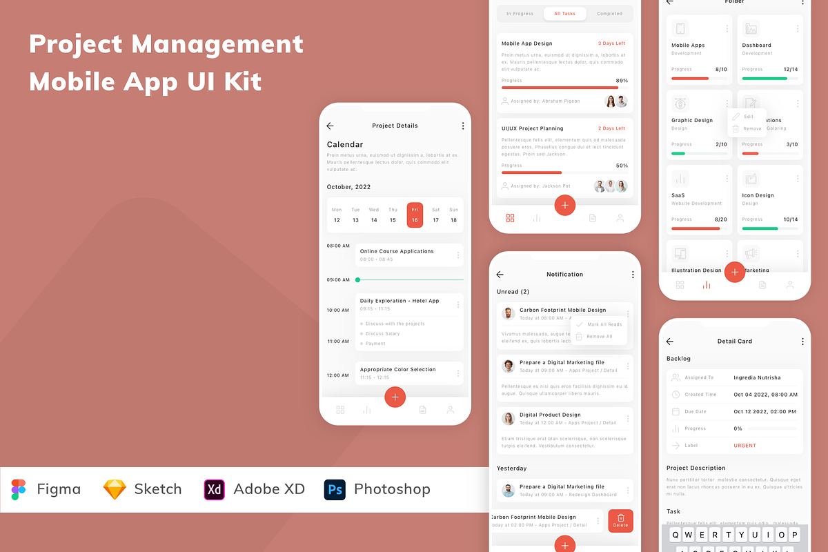 Project Management Mobile App UI Kit, an UI Kit Template by Betush